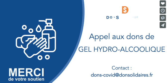 Dons Solidaires lance un appel aux dons de gel hydro-alcoolique